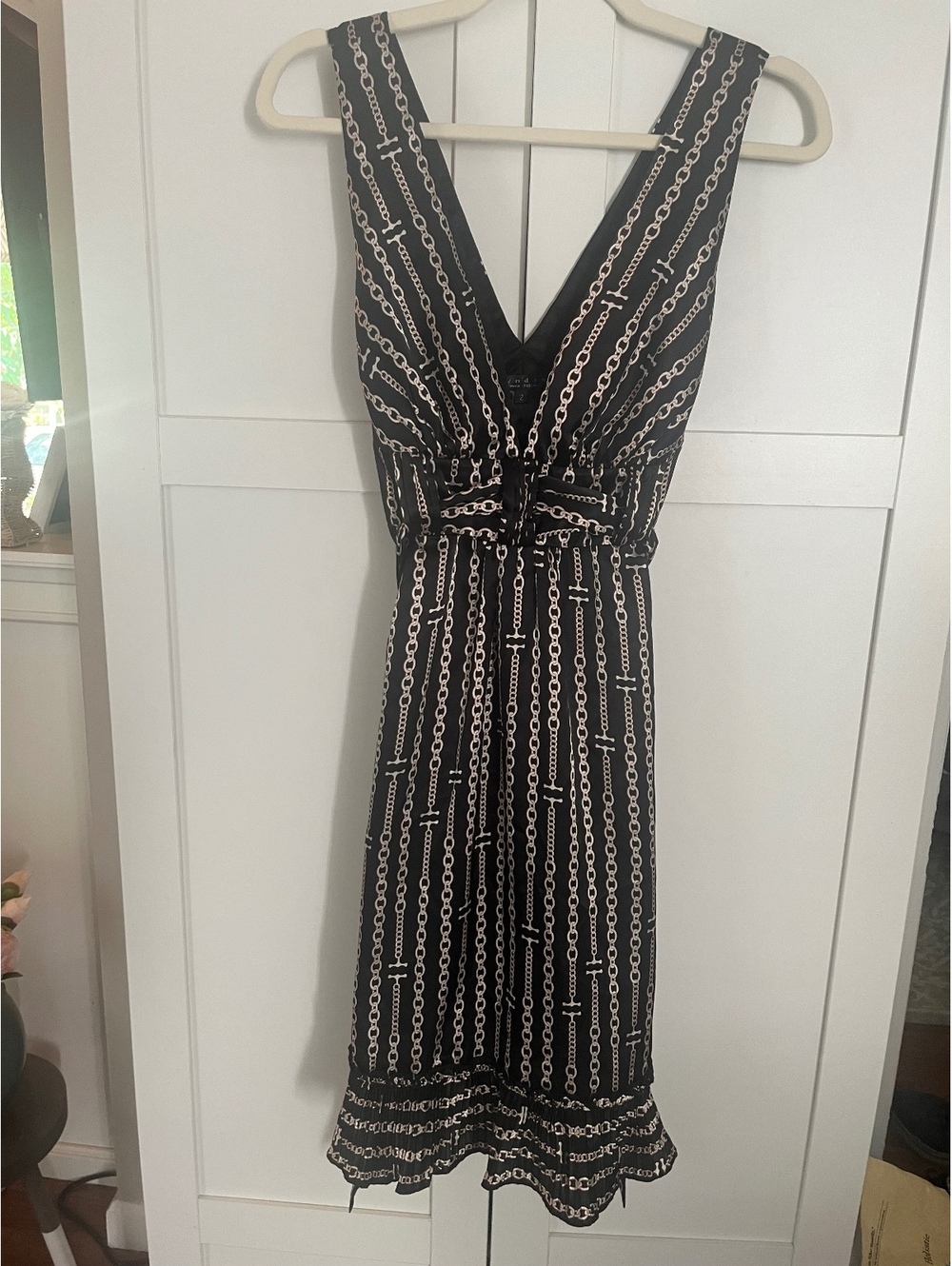 Lyndia Procanix Black Chain Print Sleeveless Dress Size 2